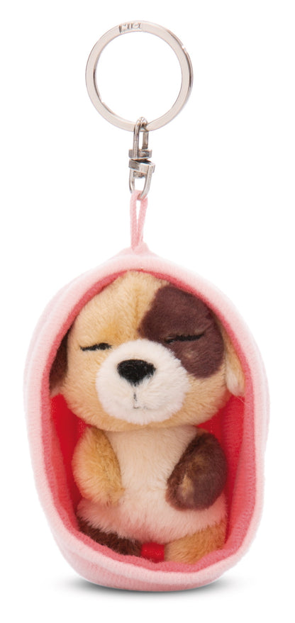 Chien 8 cm tricolore,panier pêche clair