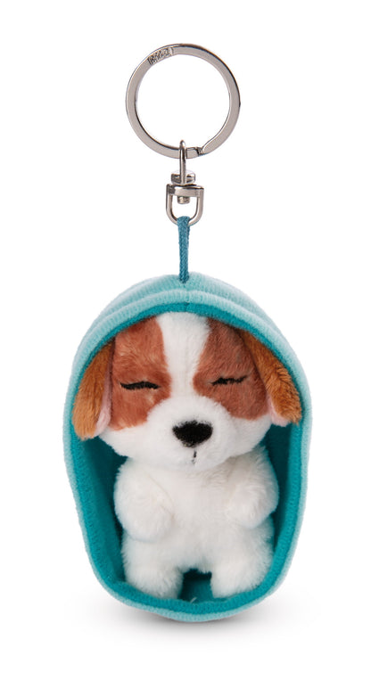 Chien 8 cm Cocker Spaniel, panier bleu clair