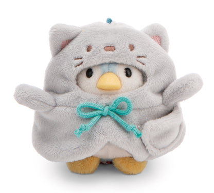 Pingouin Waddle 8 cm avec costume de canard et de chat