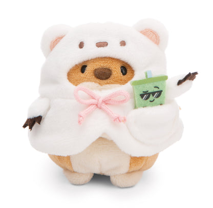 Chien Hiro 8 cm avec un bubble tea et costume Ours polaire